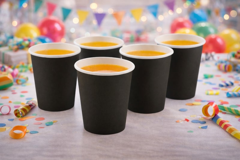 vsell24 pack of 100-SWS Paper Cup HD Black Special GSM – 8 Oz (240 ml) | Disposable Hot & Cold Cups - Image 1